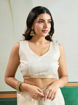 Off white timeless woven festive saree sophistication