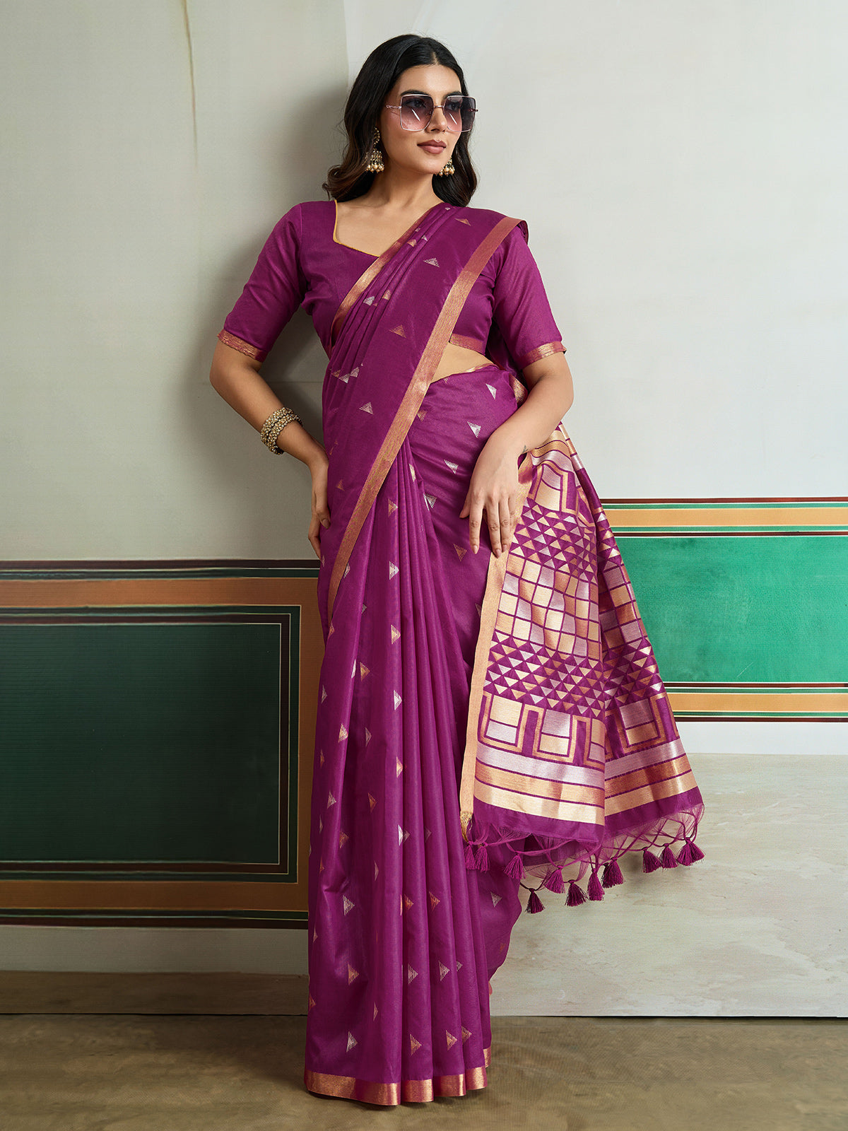 Purple royal handcrafted festive saree statement beauty