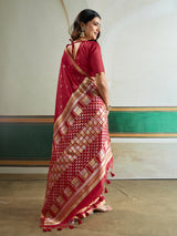 Red opulent silk festive saree ethnic elegance
