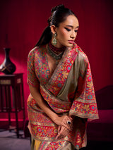 Light brown heritage weave festive saree elegance