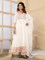 Off white floral elegance anarkali kurti set