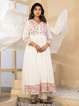 Off white floral elegance anarkali kurti set