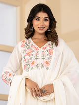 Off white floral elegance anarkali kurti set