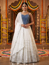 White silver shimmer lehenga choli elegance