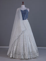 White silver shimmer lehenga choli elegance