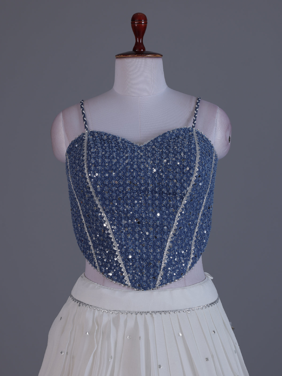 White silver shimmer lehenga choli elegance