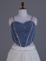 White silver shimmer lehenga choli elegance
