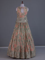 Peach dreamy pleated festive lehenga statement attire