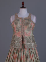Peach dreamy pleated festive lehenga statement attire