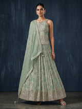Mint green swarovski embellished designer lehenga allure
