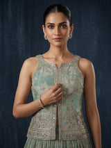 Mint green swarovski embellished designer lehenga allure