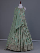 Mint green swarovski embellished designer lehenga allure