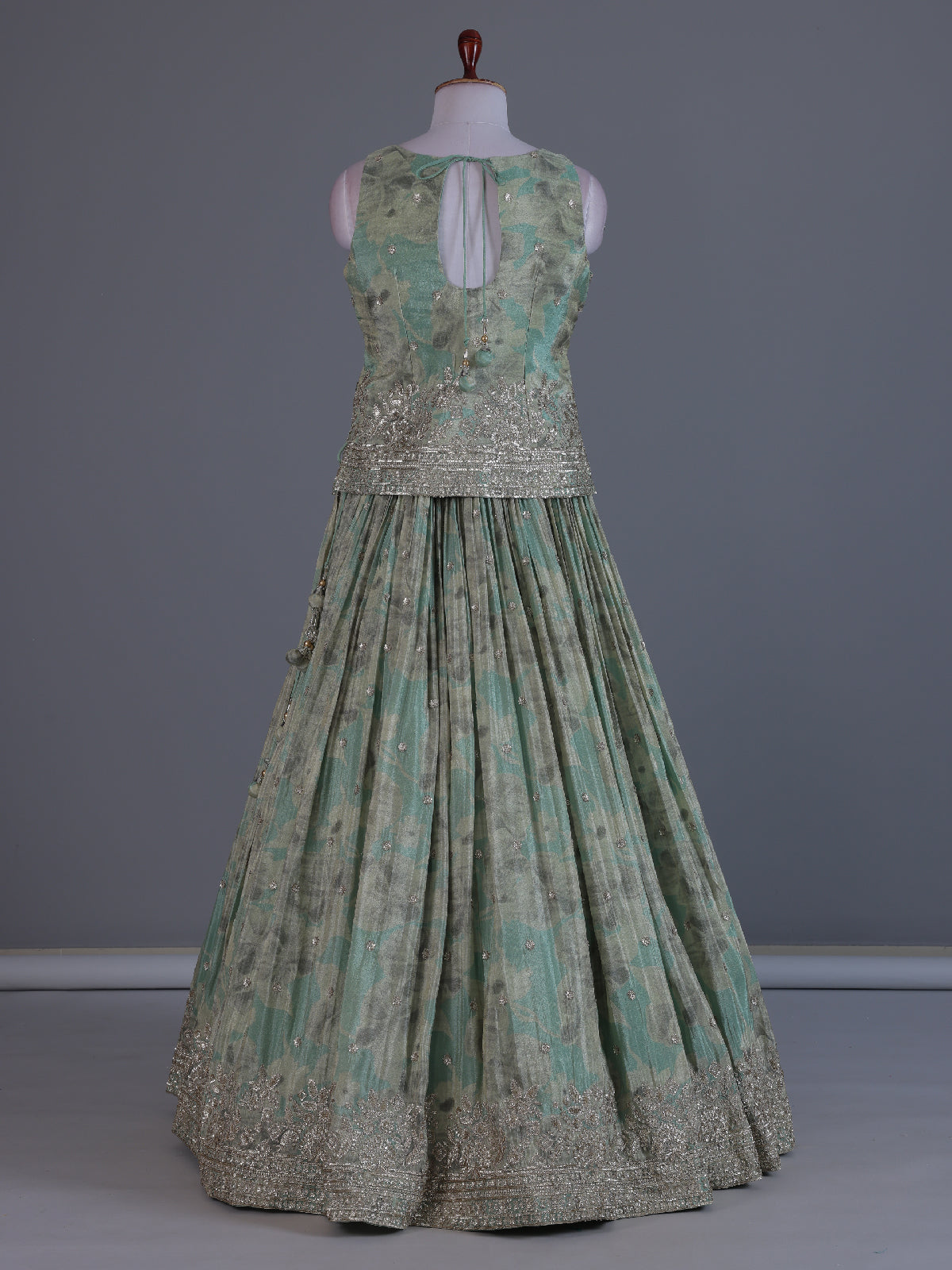 Mint green swarovski embellished designer lehenga allure