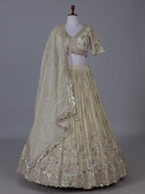 Cream scalloped masterpiece lehenga with royal elegance