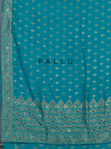 Blue crystal accent dola silk saree