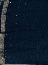 Navy blue royal peacock border dola silk saree