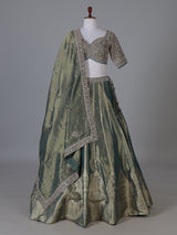 Pastel green Banarasi silk lehenga choli