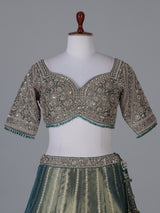 Pastel green Banarasi silk lehenga choli