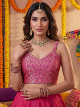 Rani pink festive glamour lehenga with brocade charm