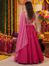 Rani pink festive glamour lehenga with brocade charm