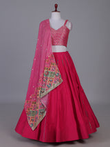 Rani pink festive glamour lehenga with brocade charm
