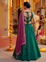 Green bandhani grace lehenga with mirror elegance