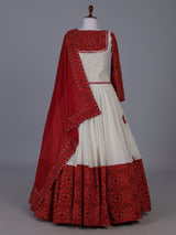 Red bandhani heritage lehenga with festive flair
