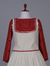 Red bandhani heritage lehenga with festive flair