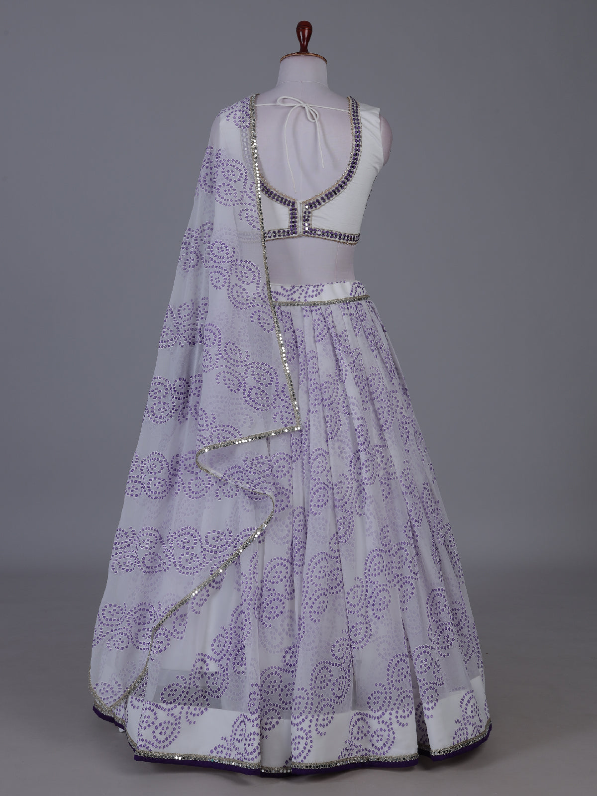 Purple festive sparkle lehenga with mirror detailing