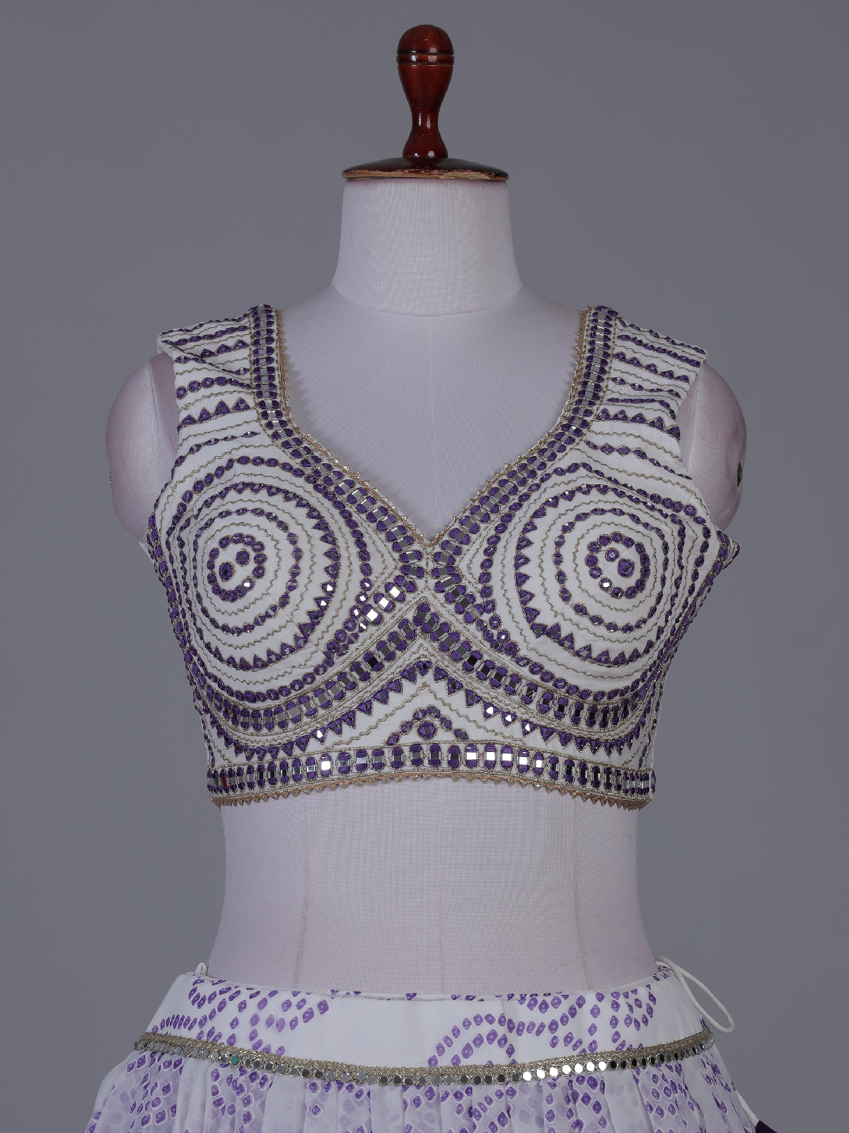Purple festive sparkle lehenga with mirror detailing