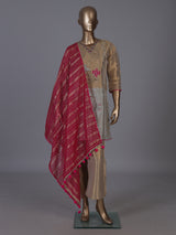Gold and beige silk salwar suit with embroidery