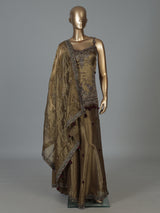 Mehendi green embellished tissue silk palazzo suit