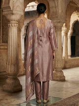 Onion pink brocade salwar suit with
