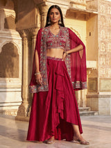 Magenta runway glamour indo western suit