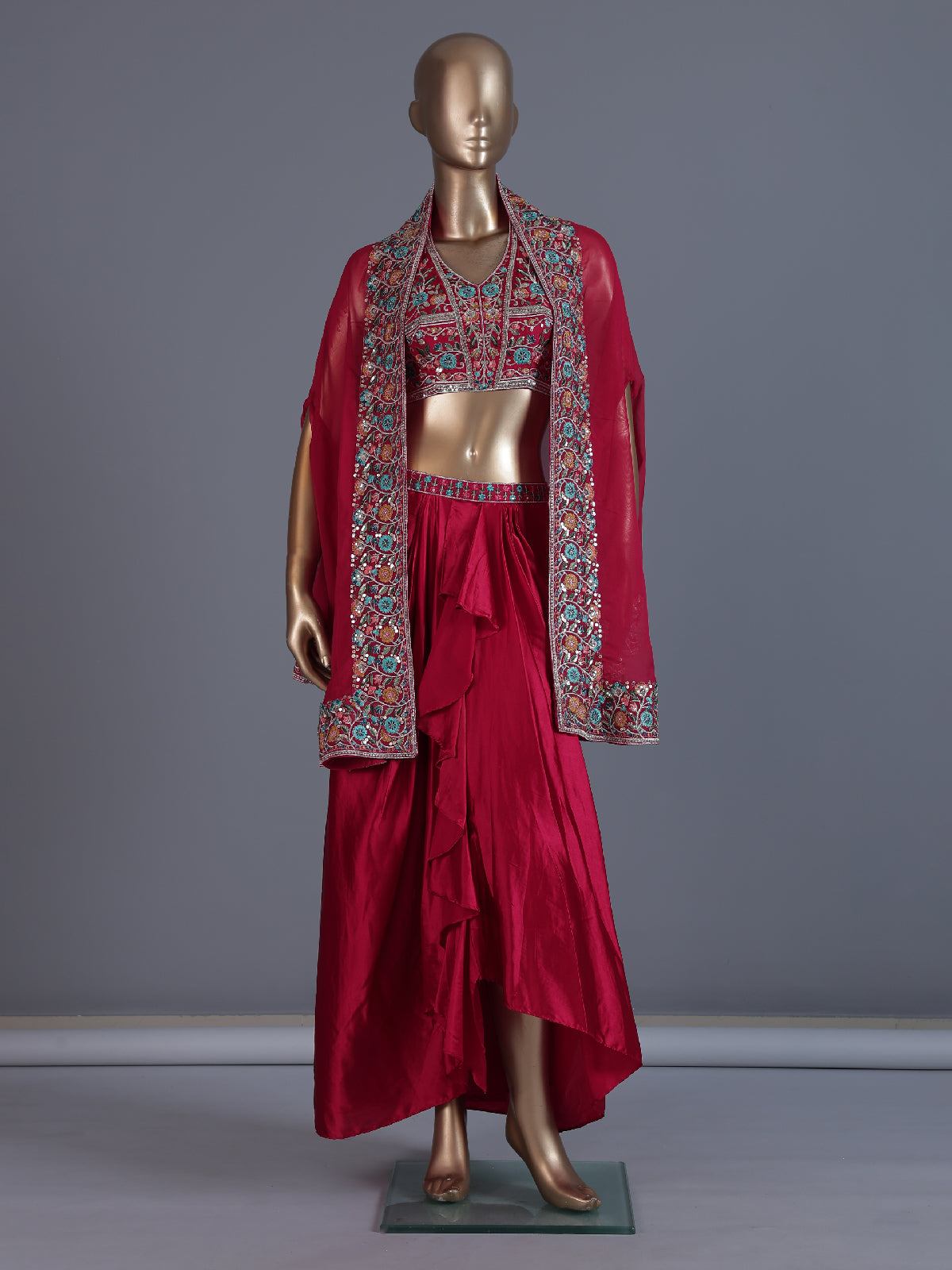 Magenta runway glamour indo western suit