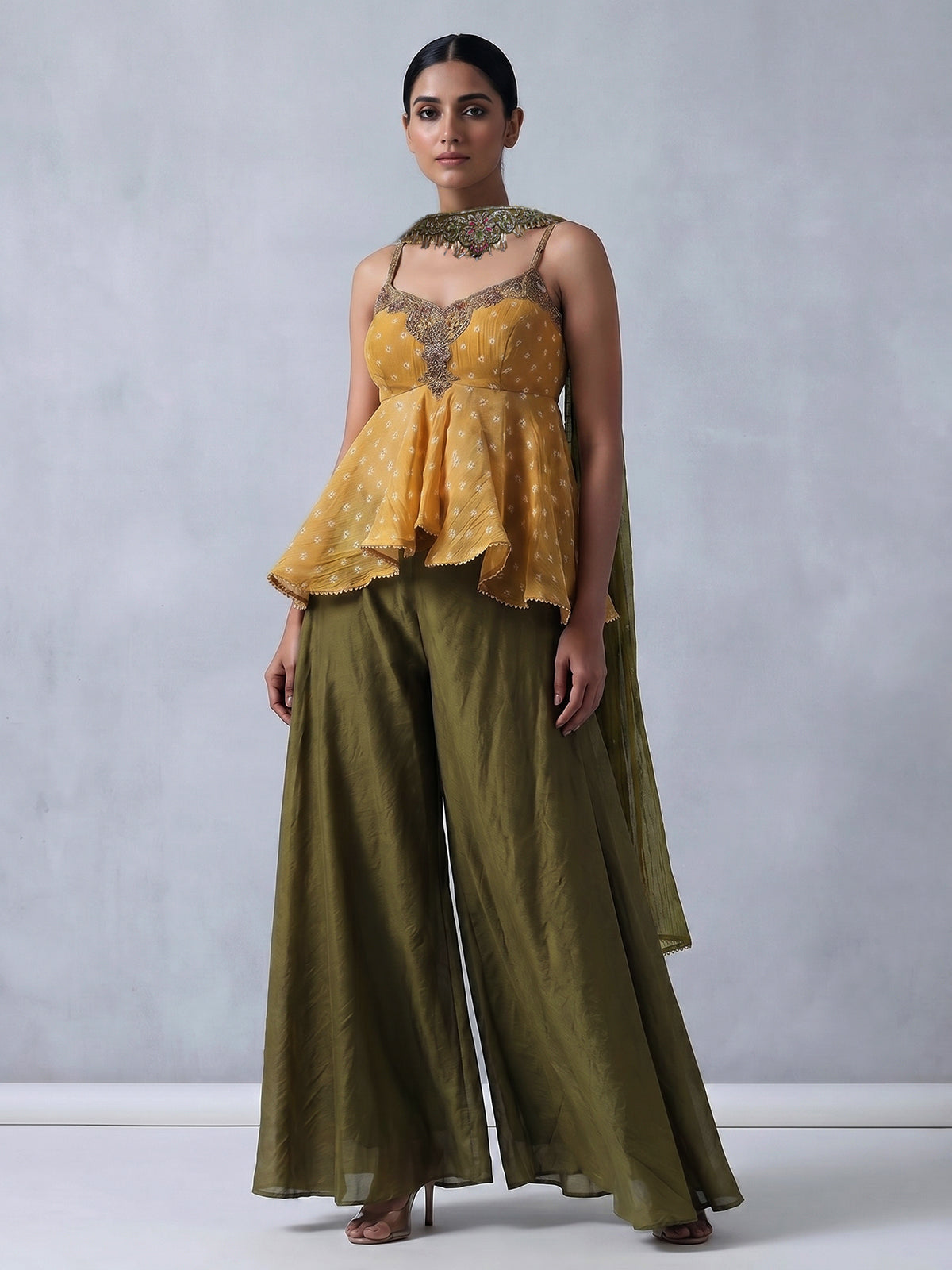Yellow sunshine celebration palazzo suit ensemble