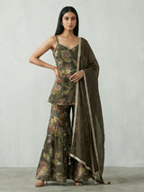Mehendi green floral palazzo suit for wedding