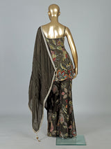 Mehendi green floral palazzo suit for wedding