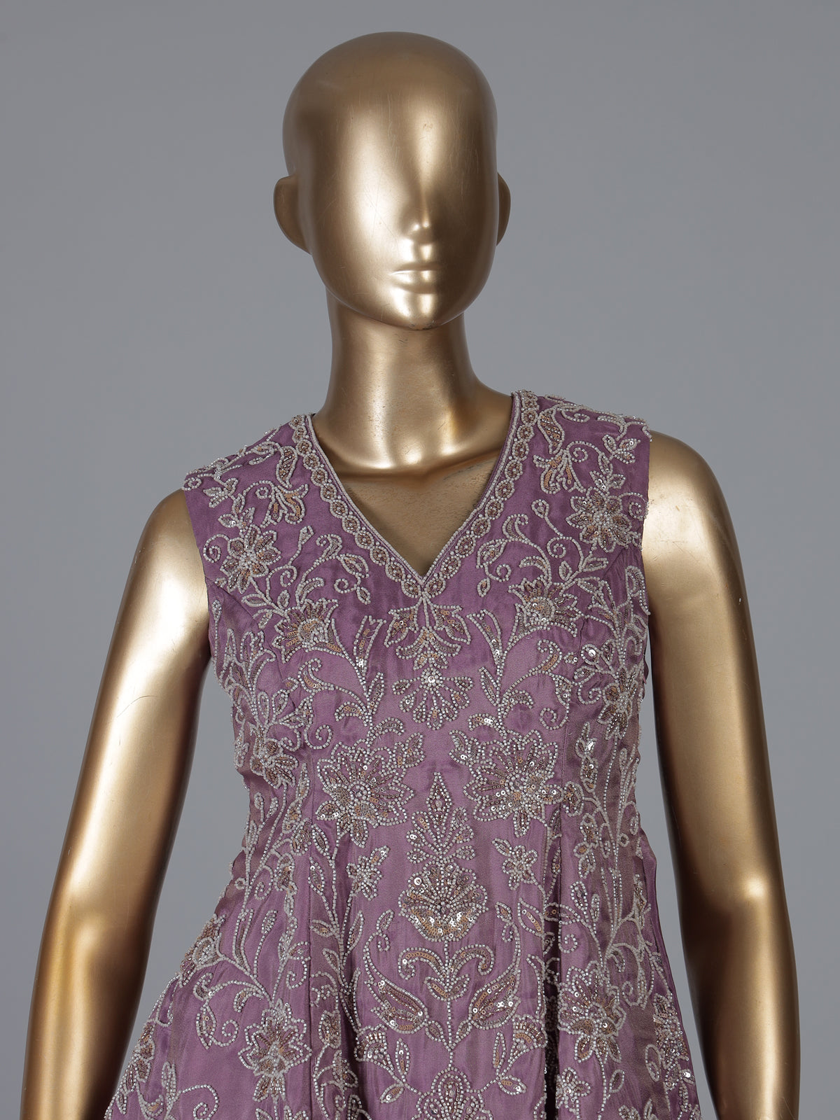 Pink silk palazzo suit with sequin work