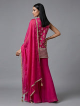 Rani pink georgette zardosi worked festive salwar suit