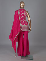 Rani pink georgette zardosi worked festive salwar suit