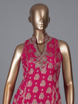 Rani pink georgette zardosi worked festive salwar suit