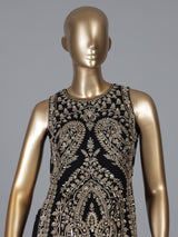 Black georgette palazzo suit with sequin shine