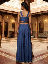 Indigo blue designer festive wear palazzo suit