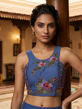 Indigo blue designer festive wear palazzo suit