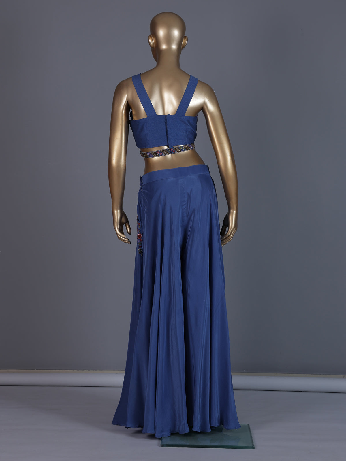 Indigo blue designer festive wear palazzo suit