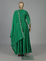 Emerald green silk wedding wear anarkali suit