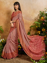 Red radiant printed festive saree with charm