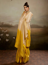 Beige ombre woven saree with timeless charm