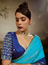 Blue celestial shaded saree with royal grace